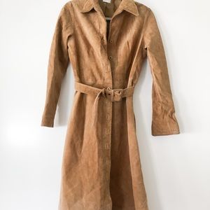 Vintage suede shirt dress trench